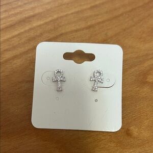 Silver Ankh Stud Earrings
